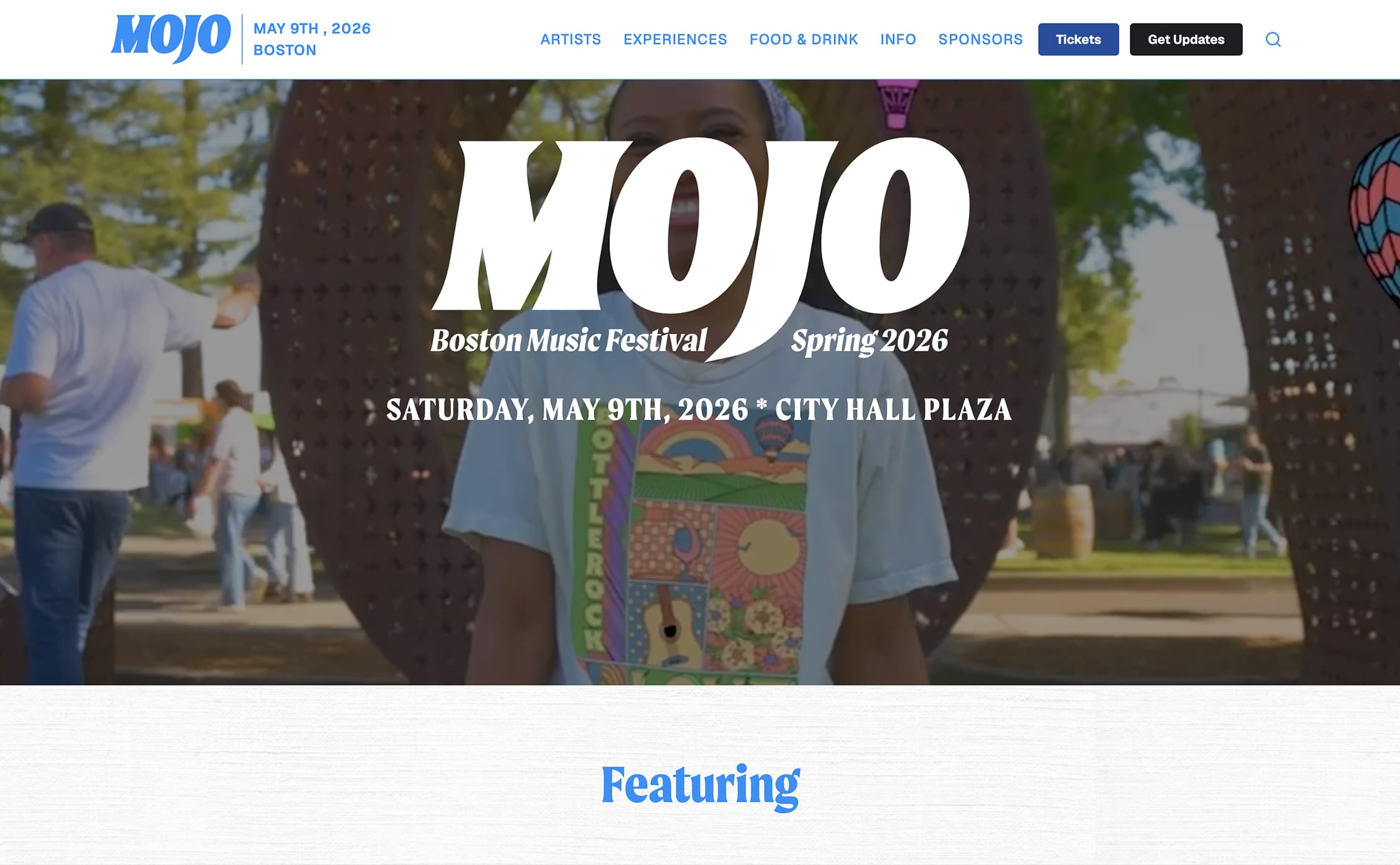 Mojo Boston festival website screenshot