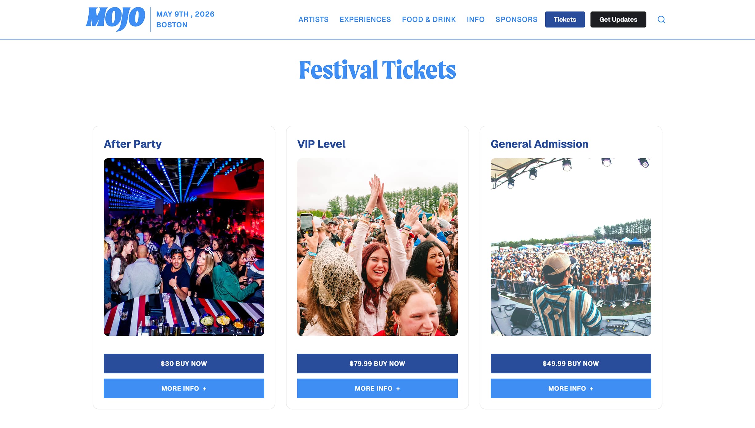 Mojo Boston festival website screenshot